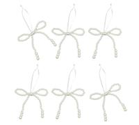 6Pcs Artificial Pearls Bowknot Ornament Holiday Tree Bowknot Decoration for Christmas Tree Wreath Wedding Backdrops Wedding Christmas Decoration