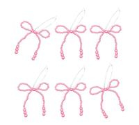 6Pcs Artificial Pearls Bowknot Ornament Holiday Tree Bowknot Decoration for Christmas Tree Wreath Wedding Backdrops Wedding Christmas Decoration