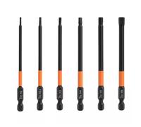6pcs Assorted Magnetic Allen Key Wrench Drill Bit Attachment Set with 1/4 Inch Hex Shank S2 Steel H2/H2.5/H3/H4/H5/H6 Metric Impact Hex Head Screwdriver Bit Set - 3.93 Inch / 100mm Long