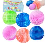 6Pcs Assorted Textured Stress Balls Set - Squishy Fidget Toys for Kids & Adults, Sensory Balls for Anxiety Relief in Office, School & Home