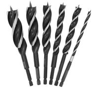 6pcs Auger Drill Bit 1/4'' Quick Change Shank 3-Flute Wood Drill Bit HCS Cut Drilling Bits for Soft & Hard Wood, Plastic, Drywall 6mm,10mm,12mm,16mm,20mm,22mm