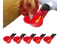 6pcs Automatic Chicken Drinker Cups, Automatic Poultry Drinker Feeder, Water Drinking Cups for Livestock Chicken Hen Duck Bird, Red Plastic Backyard Water Feeder for Bird Quail Pigeon Chicken Hen