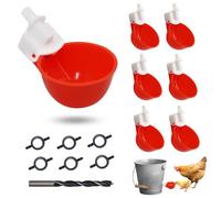6pcs Automatic Chicken Waterer Dispenser, DIY Chicken Water Cup with Drill, Automatic Poultry Drinker for Chicken Duck Turkey Pigeon Goose Bird