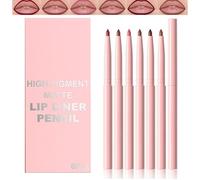 6Pcs Automatic Liquid Lip Liner Set - Bright Red, Rose Pink, Chocolate, Wine & Nude Shades - Long-Lasting Waterproof Smudge-Proof Matte Lip Makeup (#02)