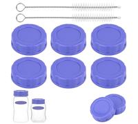 6pcs Baby Bottle Caps for Pigeon & Lansinoh Bottles, Leak Proof Travel and Storage Replacement Lids Covers with Cleaning Brushes Accessories (Purple)