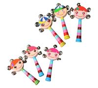 6pcs Baby Cartoon Rattle Handbell Toy Easy to Grip Shaking Drum Percussion Instrument for Infant Auditory Stimulate Early Education