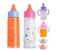 6PCS Baby Doll Accessories Set, Magic Baby Doll Milk Bottle Milk Bottle Pretend Play Childrens Baby Doll Magic Feeding Bottles Milk Juice Bottles Baby Doll Feeding Accessories