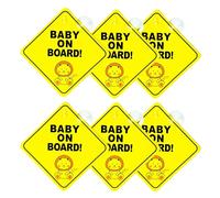 6Pcs Baby on Board Car Warning Baby on Board Sticker Sign for Car Warning with Suction Reusable Durable in Sticker Decal Kids Sign