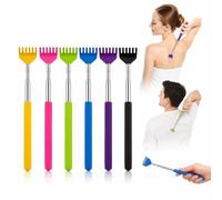 6PCS Back Scratchers with Retractable Handle- Retractable Extendable Metal Back Scratchers with Rubber Grip, Multicolor Portable Body Massager for Men Women Kids Pets - Gift for Father's Day Birthday