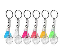 6Pcs Badminton Key Ring Mini Racket and Ball Pendant Keychain Shuttlecock Badminton Pendant Keyrings Gift Present