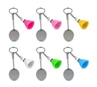 6Pcs Badminton Keyring Holder with and Racket Pendant for Children Birthday Party Supplies Keychain