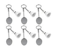 6Pcs Badminton Keyring Holder with and Racket Pendant for Children Birthday Party Supplies Keychain