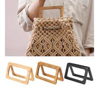 6Pcs Bag Handles for Bag Making, Rectangular Shaped Handbag Replacement Handles Wooden Crochet Bag Handles Decorative Purse Making Supplies for DIY Handcrafted Beach Bag Shopping Bags (Set 3)