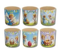 6pcs Baking Paper Molds for Easter Bread Cakes Panettone Paska Angels 2 (130x85 mm)