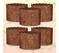 6pcs Baking Paper Molds for Easter Bread Cakes Panettone Paska Kulich (Brown It, 110 * 85 mm (Diameter*Height))