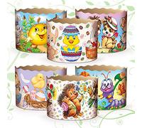 6pcs Baking Paper Molds for Easter Bread Cakes Panettone Paska Kulich (Kids Pattern 2, 110 * 85 mm (Diameter*Height))