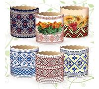 6pcs Baking Paper Molds for Easter Bread Cakes Panettone Paska Vyshyvanka (90x85 mm)