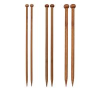 6PCS Bamboo Knitting Needles Set - 6mm/8mm/10mm Ergonomic Wooden Needles for Beginners, Arthritis-Friendly Handmade Knitting Tools for Sweater & Scarf Making (Warm Natural Material)