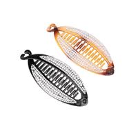 6pcs Banana Hair Clip Medium Pearl Rhinestone Fish Shape