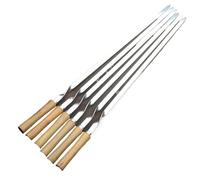 6PCS Barbecue Grill Needle BBQ Fork Skewers Long Handle Shish Kebab Sharp Roasting Tool Stainless Steel Set Accessories for Grilling