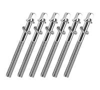 6pcs Bass Drum Tension Rods with Threaded Metal Screws | Silver Finish, Corrosion Resistant Build, for Studio Tuning and On-the-go Repairs