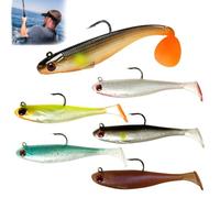6PCS Bass Lures, Realistic Jig Heads with Soft Baits, Exquisite Fishing Bait, Durable Sea Fishing Lures for Various Water Conditions & Multiple Species Targeting Bass & Trout