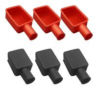 6Pcs Battery Terminal Cover, Battery Terminal Protector, Insulating Battery Cover, Soft Rubber Positive and Negative Poles Stud Covers Connector Top Post Cap for Car Ship Motorcycle Truck (Red/Black)