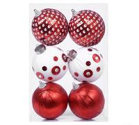 6Pcs Bauble Balls, 8Cm Foam Christmas Ball Set, Christmas Tree Ball Hanging Ornaments Shatterproof For Party And Festival(red and white)