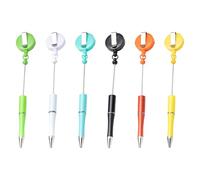 6Pcs Beadable Ballpoint Pen with Retractable Badge Holder Beaded with Badge Reel Belt Clip for Teacher Nurse Doctor Adult Coloring