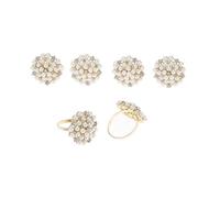 6Pcs Beaded Pearl Napkin Ring for Home Table Holder Decoration Diamante Rhinestone