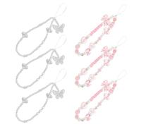 6pcs Beaded Phone Lanyard Short Wrist Strap with Heart Bow Butterfly