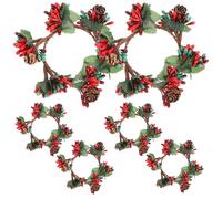 6Pcs Beautiful Pinecone Garland Decor Handmade Decorative Material Lifelike Red and Green Pine Wreath for Christmas Weddings and Home Decoration Easy to Install Ceiling Door Tree Wall