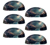 6PCS Beautiful Scenery Under The Moon-25 Shell Cup Handles Drawer Pull Handles Knobs Semicircle Cup Handle with Screws for Kitchen Furniture Cabinet Wardrobe Cupboard