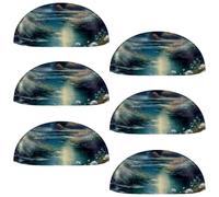 6PCS Beautiful Scenery Under The Moon-7 Shell Cup Handles Drawer Pull Handles Knobs Semicircle Cup Handle with Screws for Kitchen Furniture Cabinet Wardrobe Cupboard