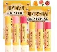 6PCS Bees Lips Balm Honey Lip Balm Set,Mini Lip Balms for Dry Cracked Lips,Moisturising Lip Care Set with Vitamin E,Hydrating Tinted Lip Care,3 Fruity Flavours Natural Formula,Reduce Lip Lines