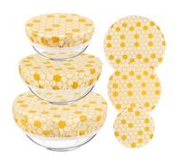 6Pcs Beeswax Bowl Covers, Reusable Bowl Covers 3 Sizes, Kitchen Storage Containers Lids for Food, Bread, Fruits and Leftover(New)