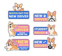 6Pcs Beginner Magnetic Car Stickers, Beginner Magnet Supplies for Car Student Driver Sign, Lovely New Driver Sticker Supplies Suitable for Keeping a Safe Distance on the Road