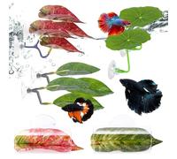 6Pcs Betta Leaf Hammock with 2Pcs Acrylic Tube Tunnel, 8-Piece Fish Tank Accessories for Resting, Playing, Hiding, Ideal for Betta Fish, Small Fish, Aquarium Enthusiasts