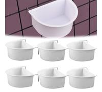 6Pcs Bird Feeding Dish Bird Cage Feeding Bowls D-shaped Bird Food Plastic Cups with Hook Hanging Cup Food Dish (6Pcs)