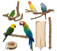6Pcs Bird Perches, Natural Wood Parrot Perch Stand Set, Budgie Perches for Cage Bird, Multi-Branch Perch Platform Toy for Small Conures, Cockatiel, Parrotlet, Lovebird, Parrot, Finches