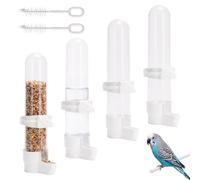 6PCS Bird Water Feeder 120ml,Cage Accessories,Practical Gift for Bird Lover | 4 Budgie Water Dispenser and 2 Cleaning Brushes,Cage Accessories,Suit for Parakeet Cockatiel Budgie Lovebirds,White