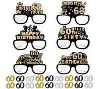 6pcs Birthday Eyeglasses Decoration, 40th Birthday Party Paper Eyeglasses Decoration, Happy Birthday Photo Booth Props Supplies for Her Birthday Party Girls Women Party Favors Decors Gift