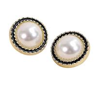 6Pcs Black and White Pearl Metal Buttons 15mm-23mm (Black Gold, 23 mm 6Pcs)