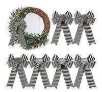 6pcs Black and White Striped Bows for Wreath,8x12.5 Inches,Ticking Christmas Bows,Gift Bows,Holiday Bows for Craft (Black and White)