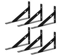 6pcs Black Cold Rolled Steel Shelf Brackets with Hook Design | Quick Install, Sturdy Load-bearing Support, Compact Footprint, for Cabinet Bottoms, Balcony, Under-cabinet Storage