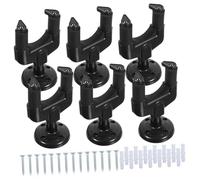 6pcs Black Detachable Auto Locking Guitar Hangers Wall Mounted | Plastic Base with 4 Screw Holes, Buckle Install Main Bracket Design, Suitable for Bass and Guitar