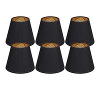 6PCS Black Lamp Shades, Fabric Drum Lamp Shades | Exquisite Decorative Chandelier Shades for Candle Light Desk Lamp Crystal Chandelier, 5.9"Top X 3.5"Bottom X 4.9"High