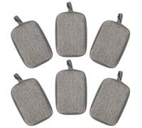 6pcs Black Linen Exfoliating Bath Sponge Pads for Body and Face | Ramie Fabric, Quick Drying Design, Travel and Sports Use, Helps Reduce Skin Irritation