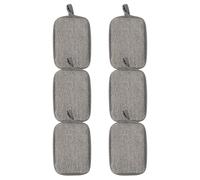 6pcs Black Linen Square Exfoliating Washcloth Sponge | Rounded Corners, Porous Surface, Easy Hanging, Travel-ready Size for Gym Use and Daily Shower Routines