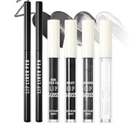 6PCS Black Lipstick Set, Lip Liner Pencil and Lipstick lipgloss Set Black Lip Gloss Kit Long-lasting Nonstick Cup Smudge Proof Lip Kits with Lip Liner Velvet Goth Lip Makeup